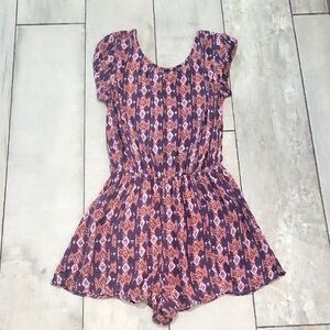 Billabong Geometric Print Romper - Blue And Orange Soze Med #37